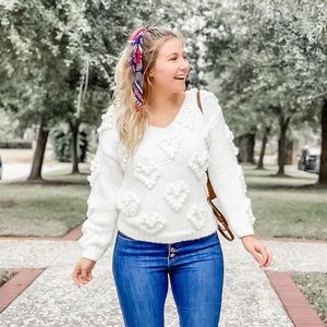Heart Pom Pom Sweater